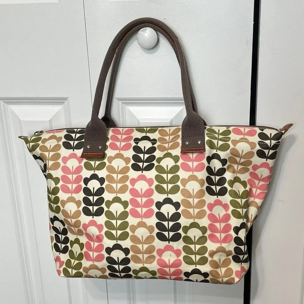 ORLA KIELY ETC floral stem print laminate canvas large tote handbag